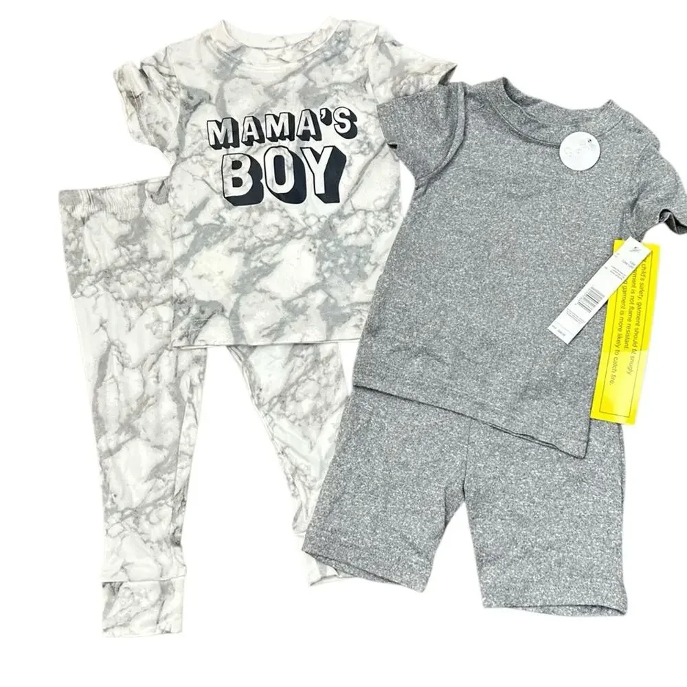 Tahari Boys 4 Pc Pajamas Set Size 12M Grey White NWT